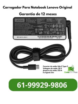 Carregador Para Notebook Lenovo Original Usb c- Type-C